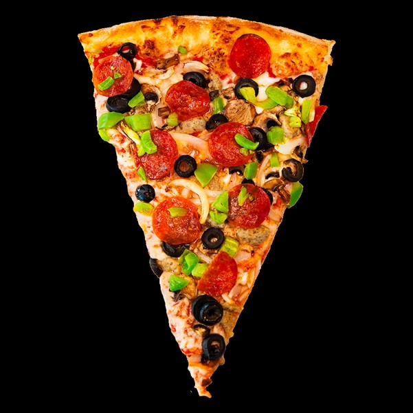 A slice of a supreme pizza from Napoli in Las Vegas.